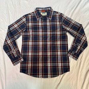 Urban Pipeline MaxFlex Plaid Long Sleeve Button-Down Shirt-Navy/Burgundy-Men’s L